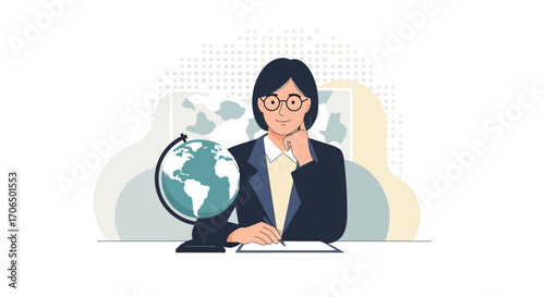 World Affairs Specialist Contemplating Global Politics and Economic Strategies