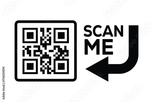 QR code scan icon set. Scan me frame. QR code scan for smartphone. QR code for mobile app, payment and identification. Vector illustration.
