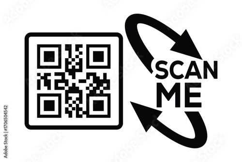 QR code scan icon set. Scan me frame. QR code scan for smartphone. QR code for mobile app, payment and identification. Vector illustration.