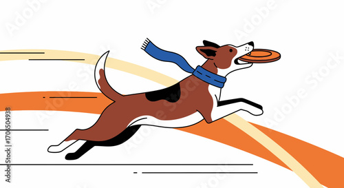 Dynamic Canine Embraces Playful Pursuit of Frisbee, Illustrating Speed and Joyful Movement