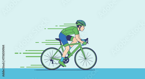 Dynamic Cyclist Riding Quickly, Showcasing Speed And Modern Cycling Design Illustratively