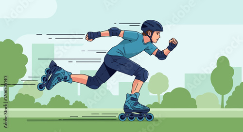 Dynamic Rollerblading: An Energetic Display Of Speed And Urban Recreational Activity