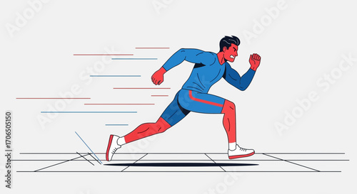 Dynamic Illustration Of Sprinting Athlete Demonstrating Speed And Determination In Sport Competition