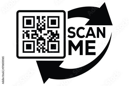 QR code scan icon set. Scan me frame. QR code scan for smartphone. QR code for mobile app, payment and identification. Vector illustration.