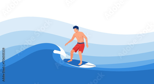 Dynamic Surfing Activity Depicting Athlete on a Wave Using a Surfboard Skillfully