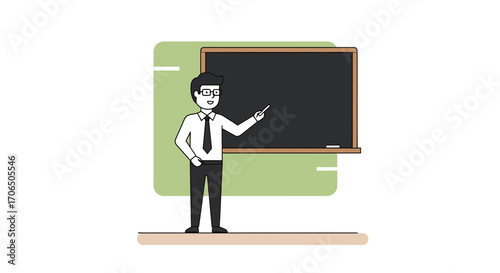 Educator Demonstrating on the Blackboard for Teaching, Conceptual Illustration