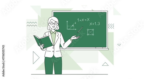 Educator Presenting Mathematics, Illustrating Geometric Concepts In A Visual Way