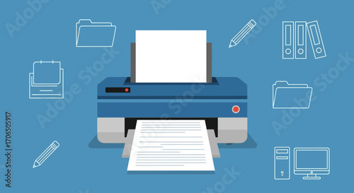 Efficient Document Printing Illustratrion for Business and Conceptual Designs