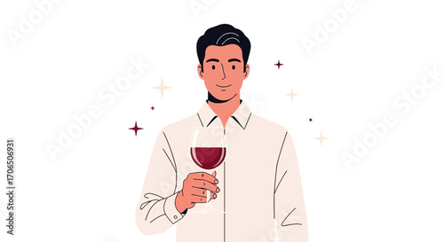 Elegant Man Holding Wine Glass Illustrating Sophistication And Celebration