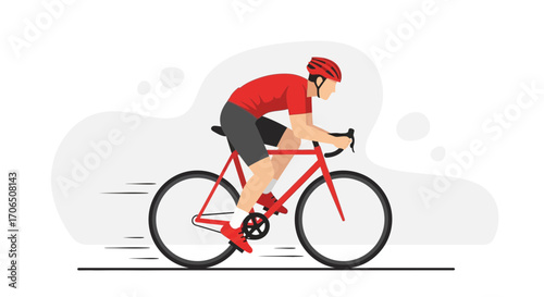 Energetic Cyclist In Action Riding His Bicycle At High Velocity For Sport And Fitness