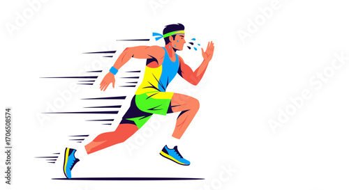 Energetic Runner Displaying Speed and Stamina, Vibrant Vector Illustration