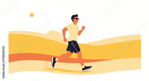Energetic Runner Exercising Outdoors in A Vibrant Modern Artistic Digital Illustration