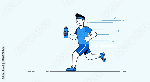Energetic Runner Holding Water Bottle Demonstrating Endurance And Athletic Prowess