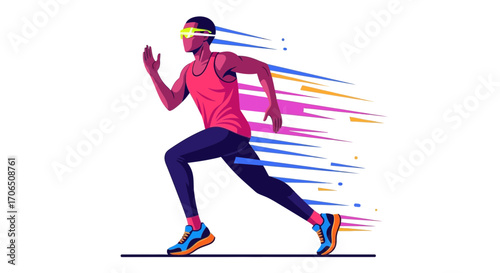 Energetic Runner Icon Depicting Speed, Motion, And Athletic Prowess on White Background
