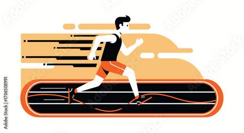 Energetic Runner Sprinting on Track With Vibrant Colors Depicting Movement and Speed