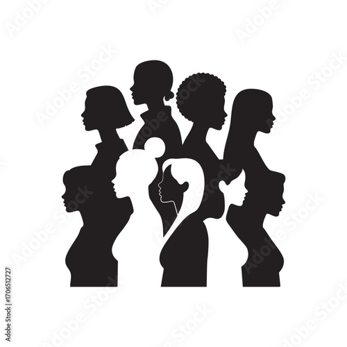 Vector art of diverse women silhouettes for your design project