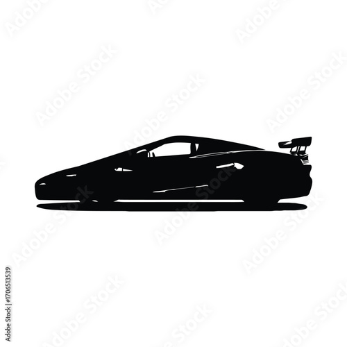 Vector art of silhouette of a sports car, side view