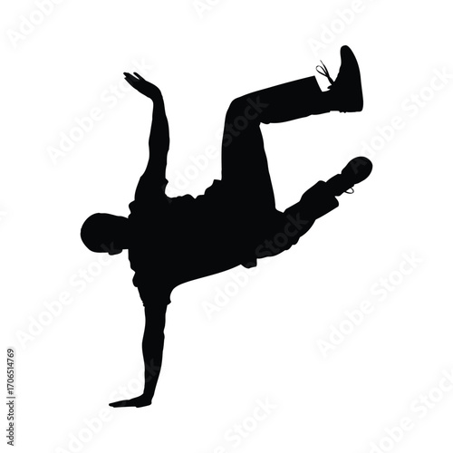 Vector art of silhouette of a breakdancer doing a handstand