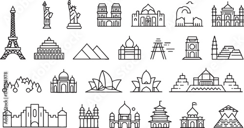 Iconic global structures and monuments collection architecture travel