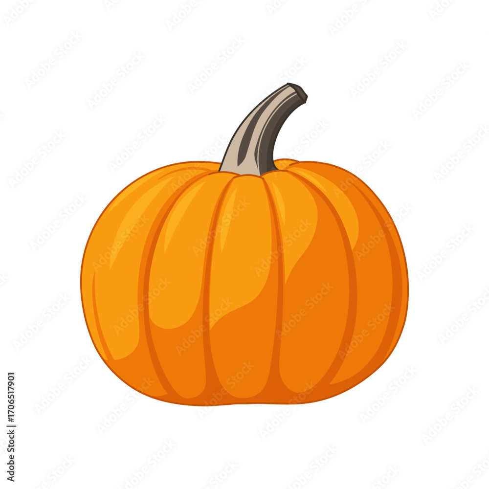 Obraz premium Vector illustration of an orange pumpkin, fresh autumn vegetable commonly used for cooking, Halloween decoration, and seasonal design projects.