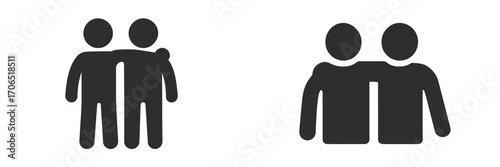 Two groups of stick figures showing friendship and connection between people in a simple, minimalistic style