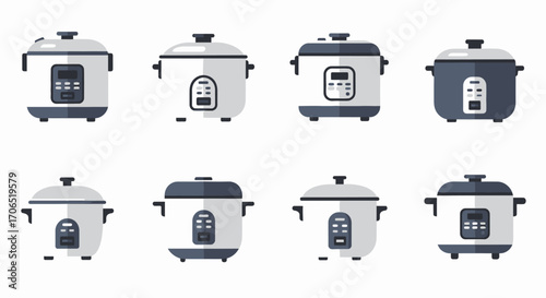 Collection of Modern Electric Rice Cookers with Digital Displays.