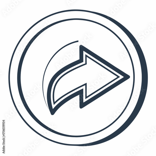 A stylized dark blue arrow pointing right inside a circular outline representing forward movement and progress in a simple graphic icon Free Download A stylized dark blue arrow pointing right inside a circular outline representing forward movement and progress in a simple graphic icon - GFXLoad