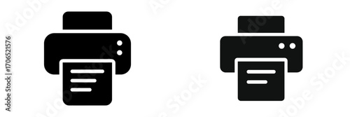 Different styles of printer icons representing printing activity and technology usage