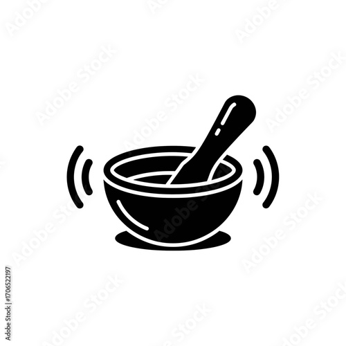 Singing bowl sound waves icon representing relaxation and meditation