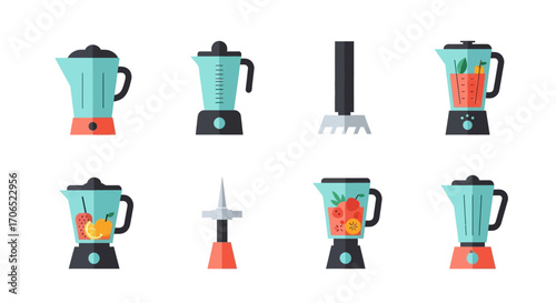 Teal and Orange Blender Icons - Various Stages and Components.