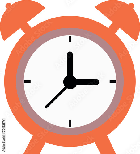 Vintage Orange Alarm Clock Illustration Isolated