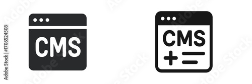 Different styles of content management system icons displayed side by side