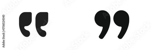 Stylish black quotation marks set against a minimalist white background highlighting the importance of written expression in communication