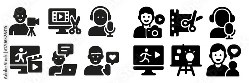 Creative process of content creation with various professionals using technology in a studio setting