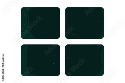 Set of four dark green square coasters made of durable material for table protection and style enhancement