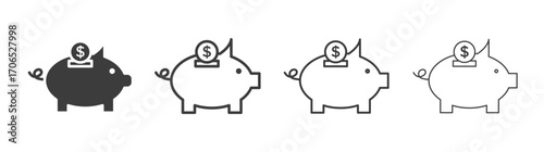Piggy bank pack. vector glyph flat icons