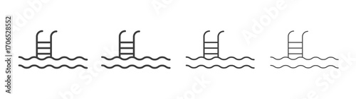 Ladder in swimming pool icon style illustration. EPS 10 file