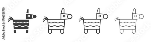 Donkey pinata icon style illustration. EPS 10 file