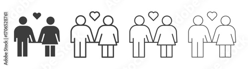 Couple with love icon style illustration. EPS 10 file