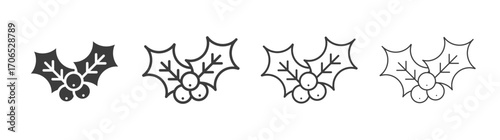 Christmas holly berry icon style illustration. EPS 10 file