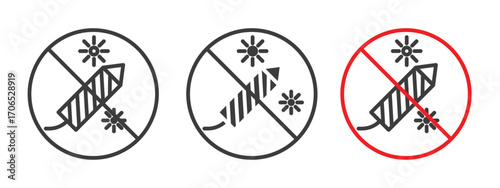 Ban on fireworks sign style illustration. EPS 10 file