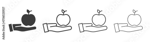Apple in hand icon style illustration. EPS 10 file
