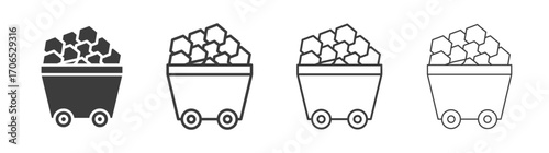 Trolley with coal icon style illustration. EPS 10 file