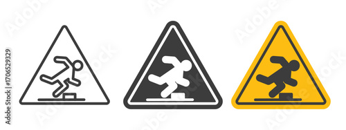 Tripping hazard warning sign style illustration. EPS 10 file