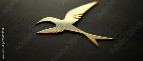 Golden bird art decoration minimalist style dark background