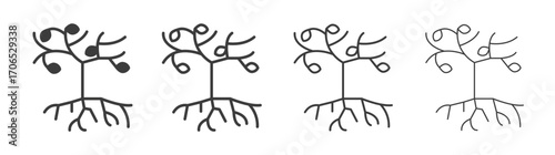 Tree with roots and leaves icon style illustration. EPS 10 file