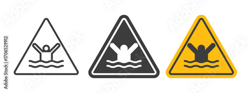 Risk of drowning warning sign style illustration. EPS 10 file