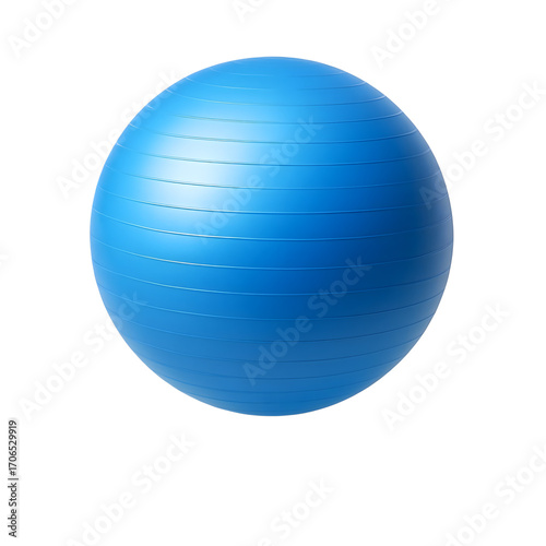 Blue Fitness Stability Ball Isolated on White Background