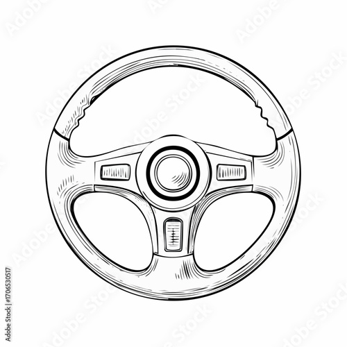 Steering Wheel Clean Line Sketch