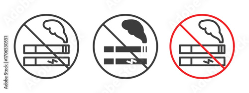 No smoking including electronic cigarettes sign style illustration. EPS 10 file